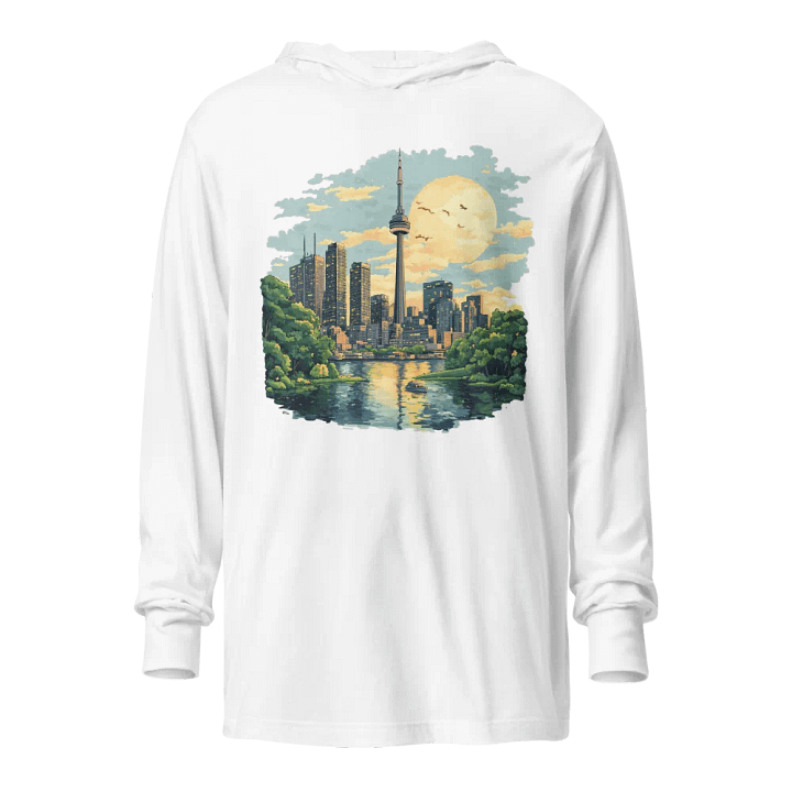 Toronto Vibes Unisex Hooded Tee – CN Tower Sunset product image (2)