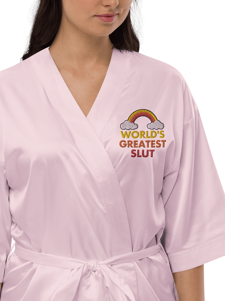 World's Greatest Slut embroidered satin robe product image (1)
