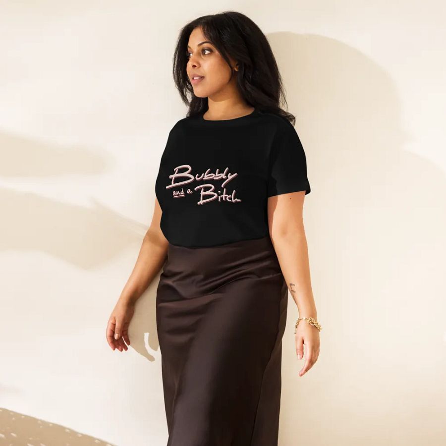 Bubbly and a B*tch (blush design) printed waist-length tee product image (5)