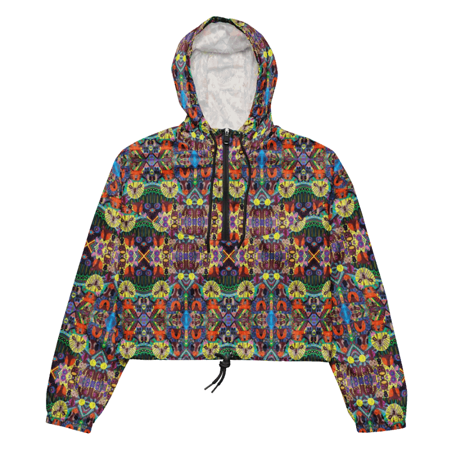 Abstract Doodle Art Animals Ladies Cropped Wind Breakers product image (9)
