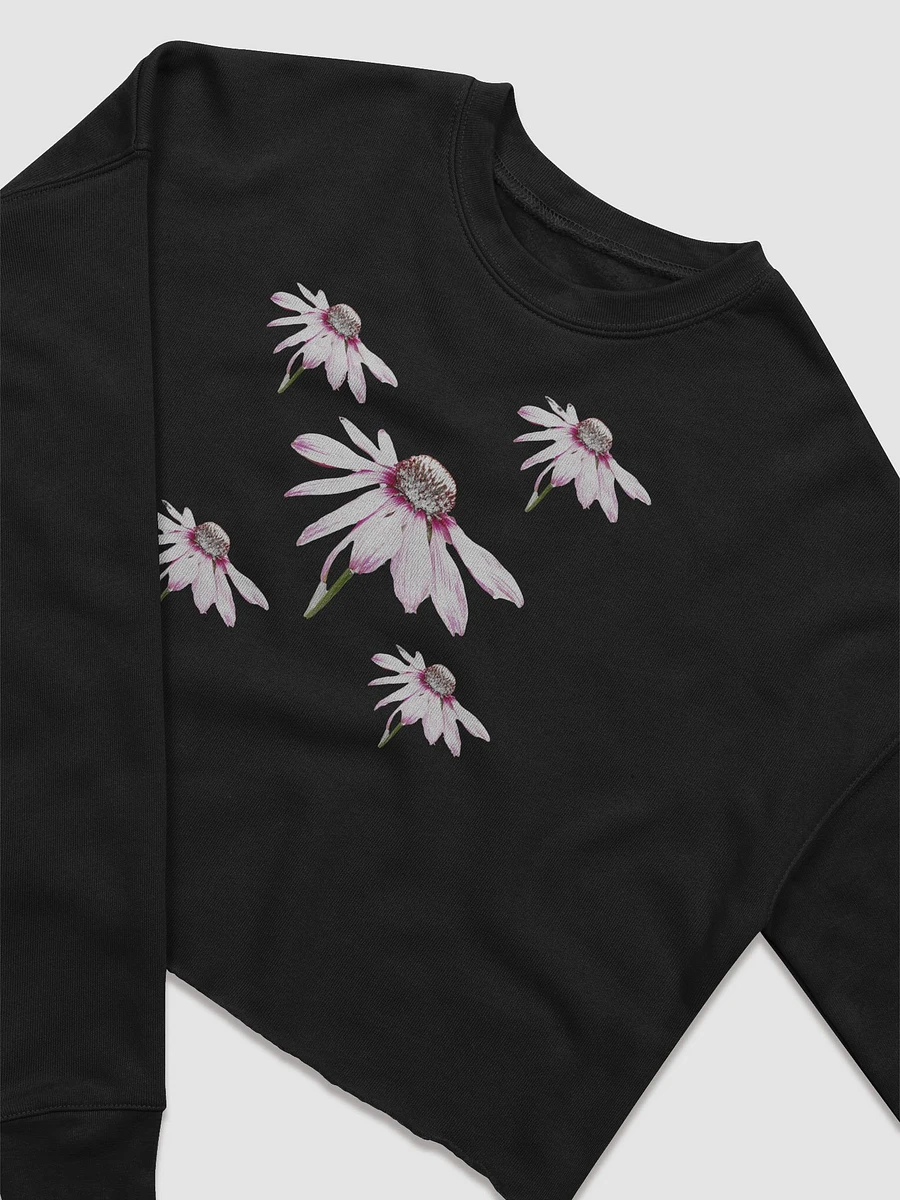 Pink Cone Flowers on a Pale Abstract Background Women's Fleece Cropped Sweatshirt product image (3)