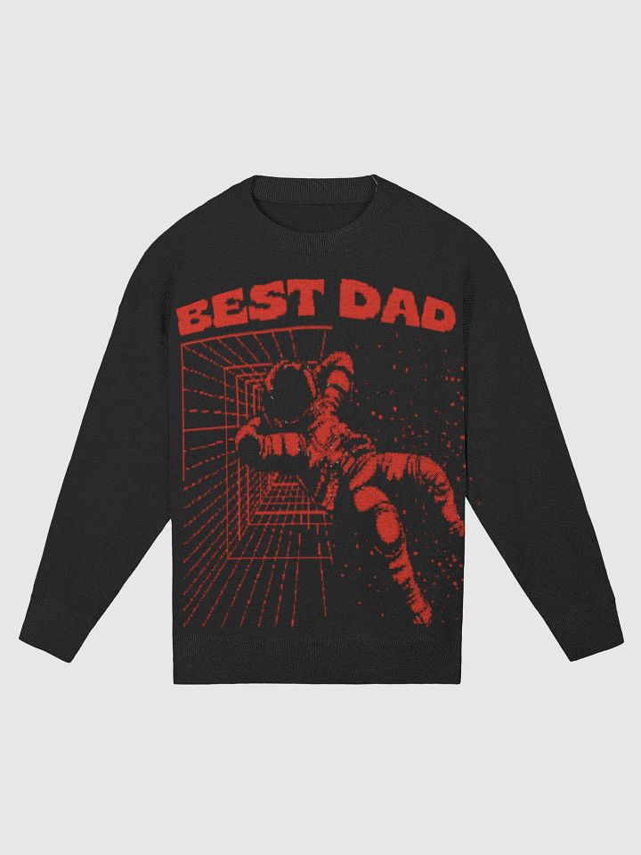 Cosmic Fatherhood Knit Cardigan – Intergalactic “Best Dad” Edition in Red and Black product image (1)