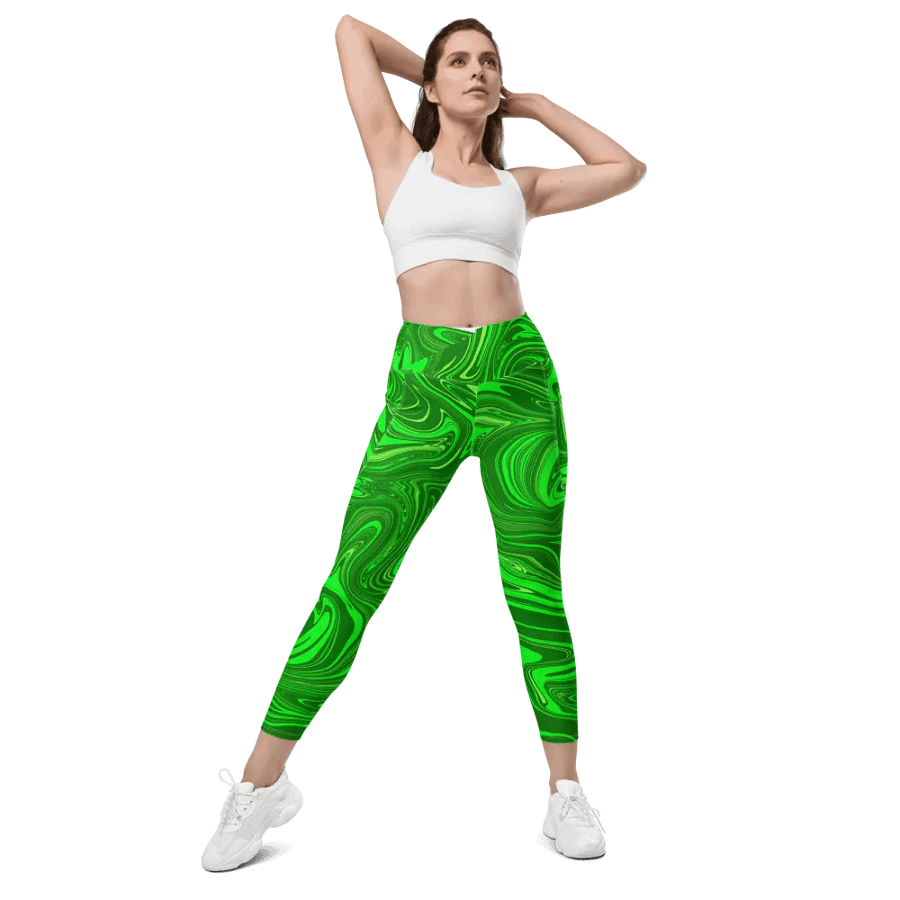Leggings with Pockets - Different Shades of Green Digital Fluid Art product image (1)