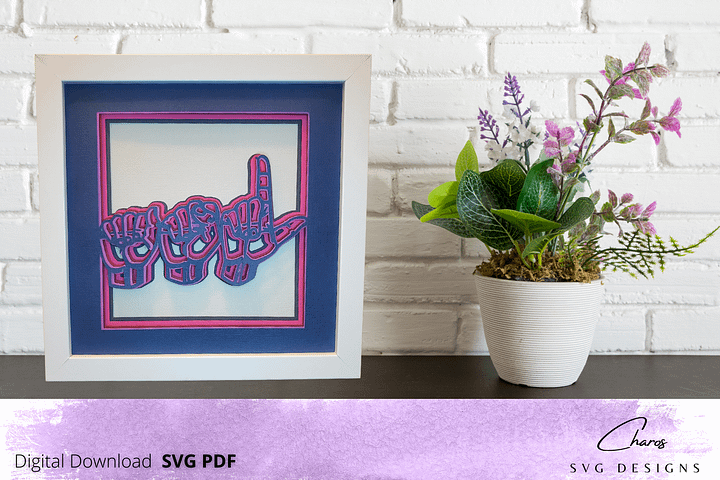 ASL (American Sign Language) 3D Shadow Box SVG Layered Shadow Box Design product image (1)