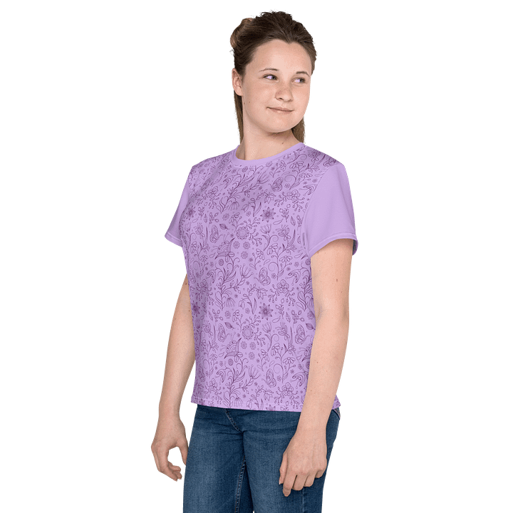 Light Purple Lilac Floral Youth T-shirt product image (2)
