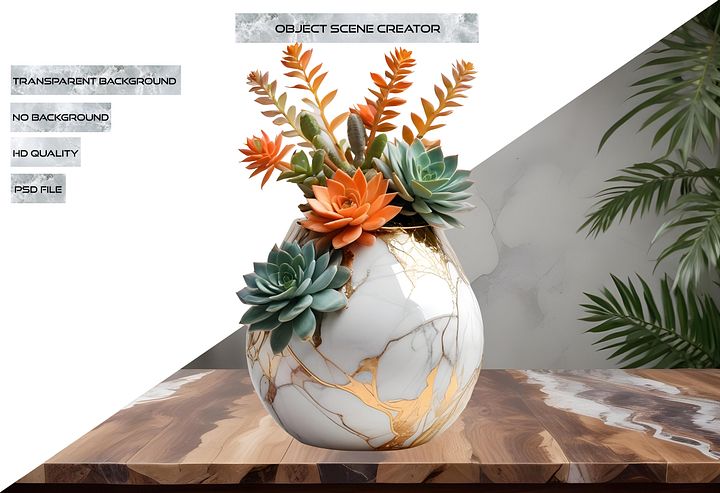 Collection: Marble Eternal – Shabby Chic Succulent Arrangement png product image (2)
