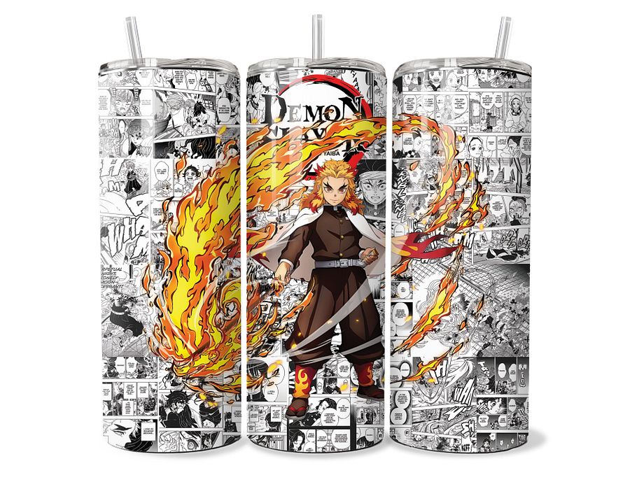 Demon Slayer - Kyojuro Rengoku Flame Pillar Tumbler - 20oz Stainless Steel product image (1)