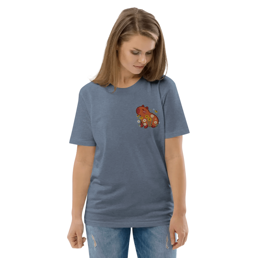 Capybara Daisy Embroidered Organic Cotton Tee product image (23)