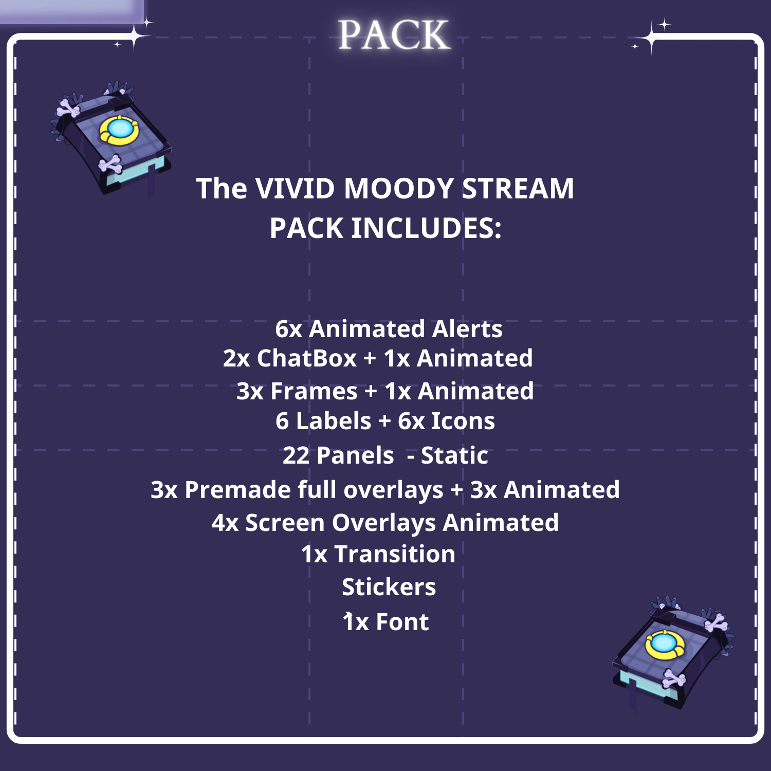 ANIMATED Twitch Stream Package Overlay, Magic stream overlay, Dark magical overlay, Halloween Spooky, Vivid Gothic Black Cat, Spooky Book product image (10)