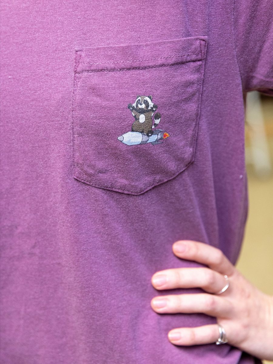 Raccoon on a Rocket on a Pocket Tee product image (5)