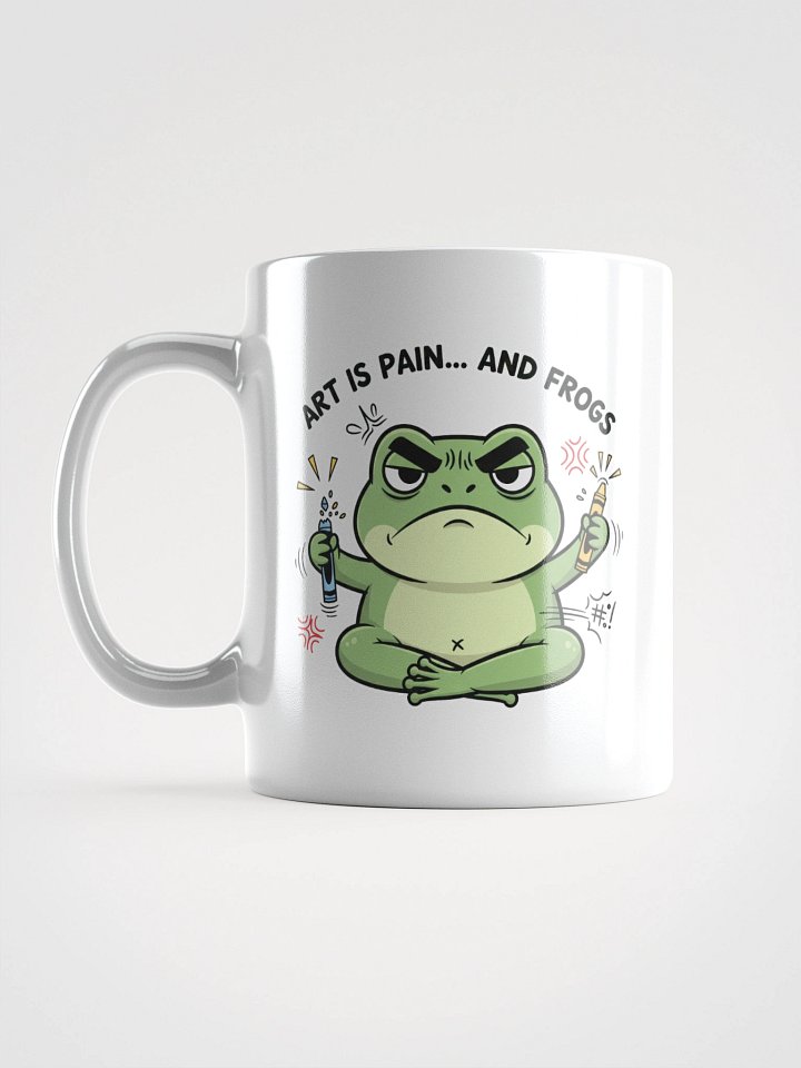 Grumpy Frog with Crayons White Glossy Mug product image (1)