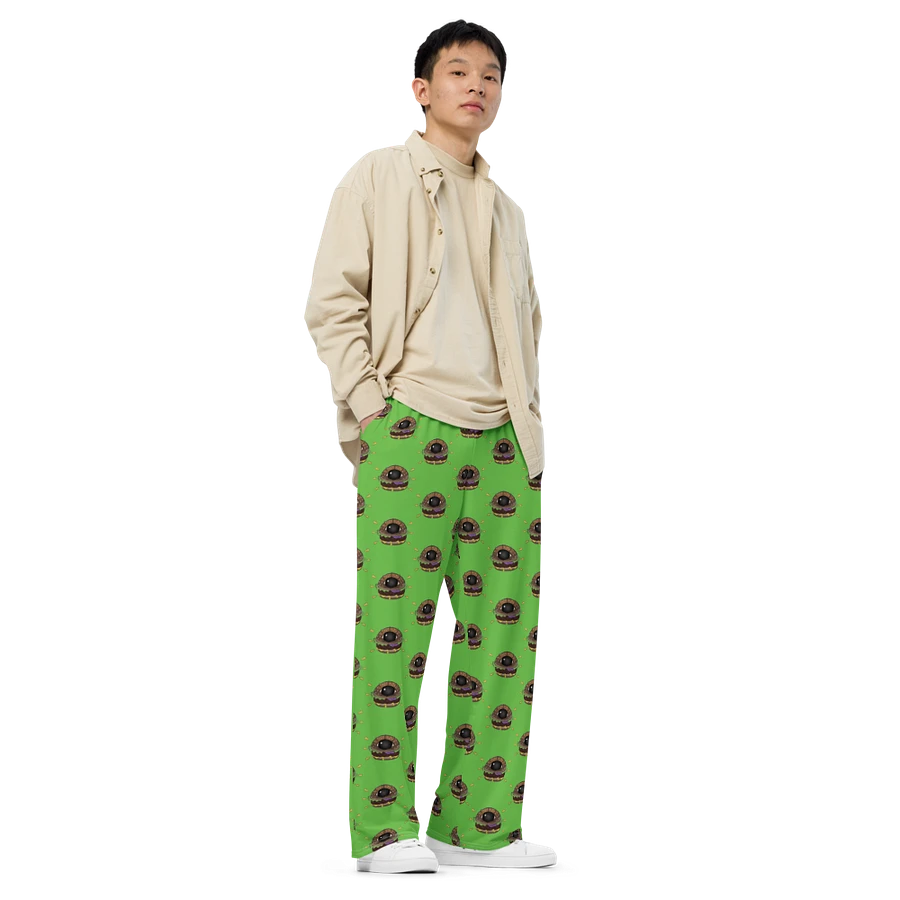 Green All-Over Eye Burger Unisex Wide-Leg Pants product image (2)