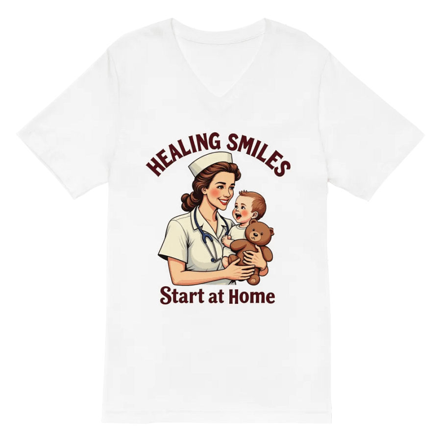 medical moms, dads, Healing Smiles Nurse V-Neck Tee product image (2)