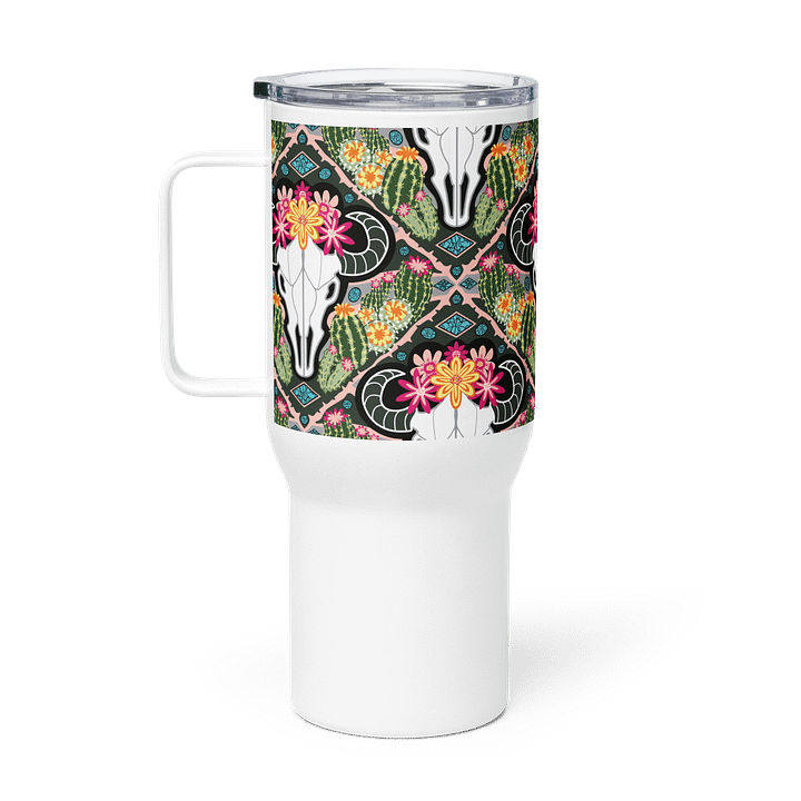 Western Americana Cacti Cow | 25oz/40oz Travel Mug | 🌵☕ | Allcolor 267 Stainless Steel Mug with Handle | Insulated, Spill-Proof | by MONIQUE FAELLA DESIGNS™ product image (1)
