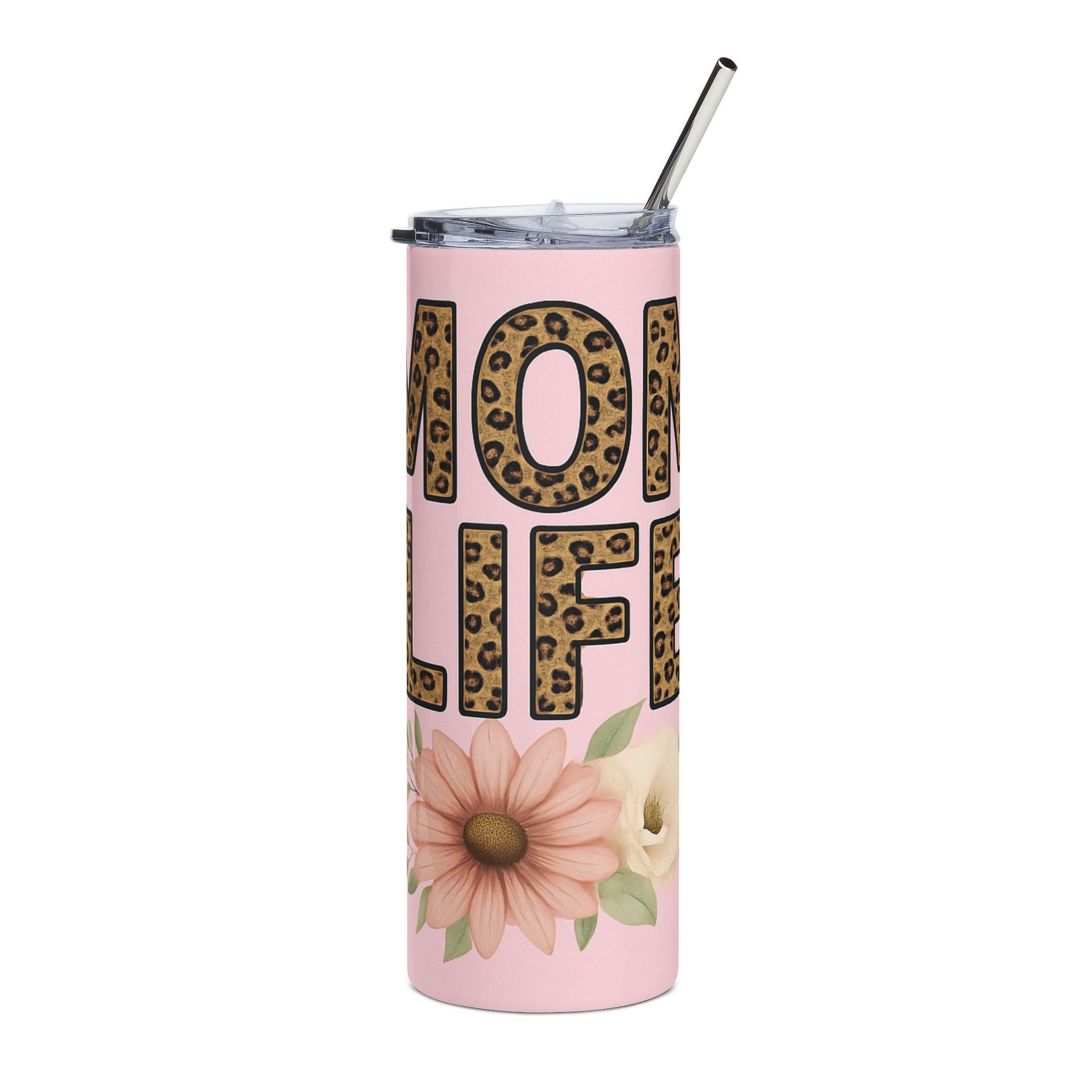 Mom Life 20oz Tumbler Wrap PNG – Leopard Print Pink Floral Design – Sublimation File for Cricut, Silhouette & Digital Download product image (9)