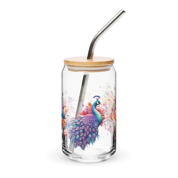 Peacock Paradise Glass Can Sipper product image (1)
