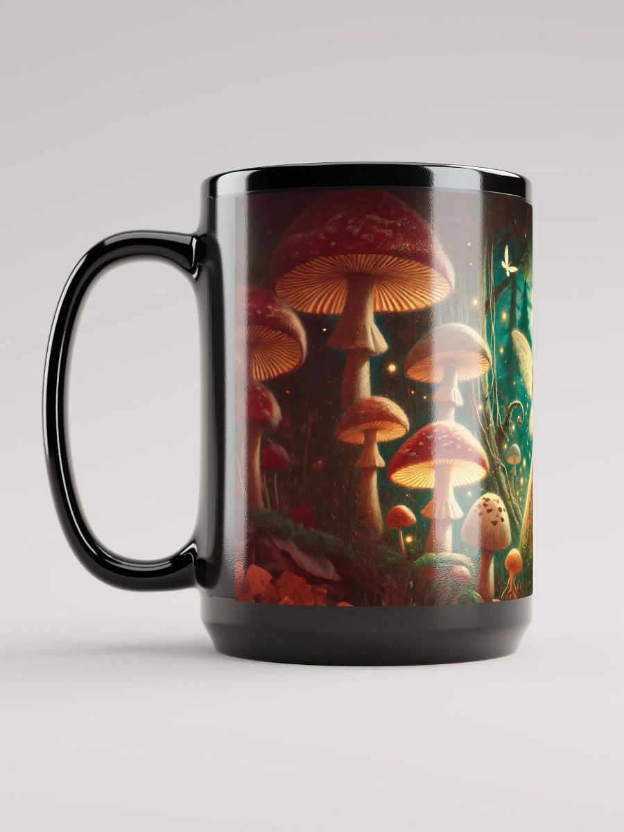 Mushroom Fairy Coffee Cup - 15 oz Black Glossy Mug product image (6)