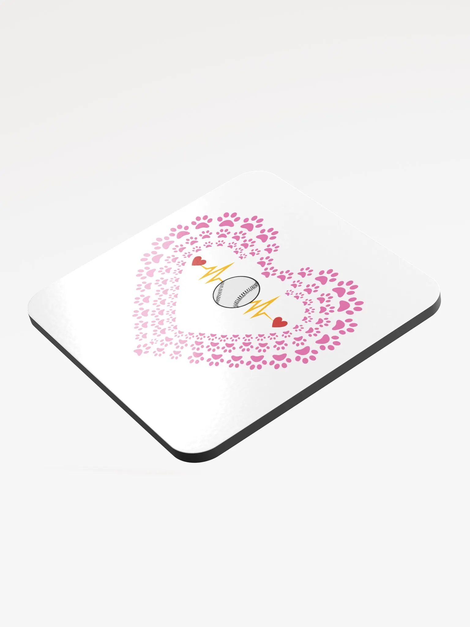 Heart Paw Print Baseball Cork Coaster product image (4)