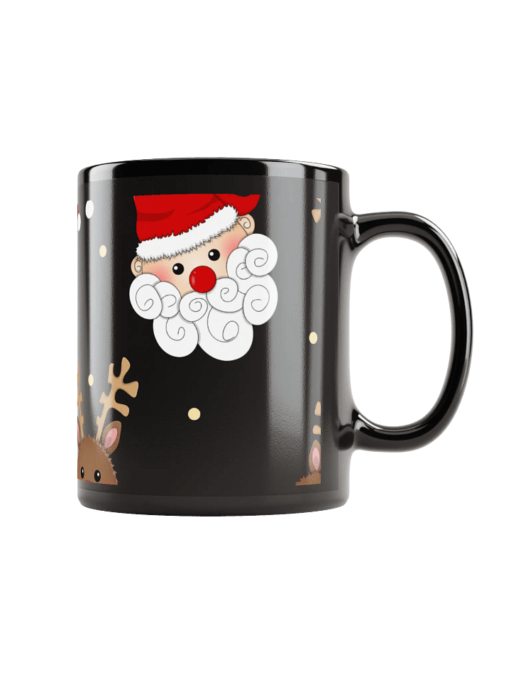 Festive Santa & Reindeer Black Glossy Mug product image (2)