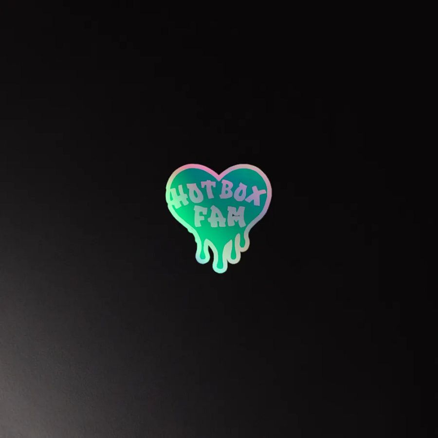 HOT BOX FAM TRANSPARENT SEAFOAM GREEN LOGO STICKER product image (4)