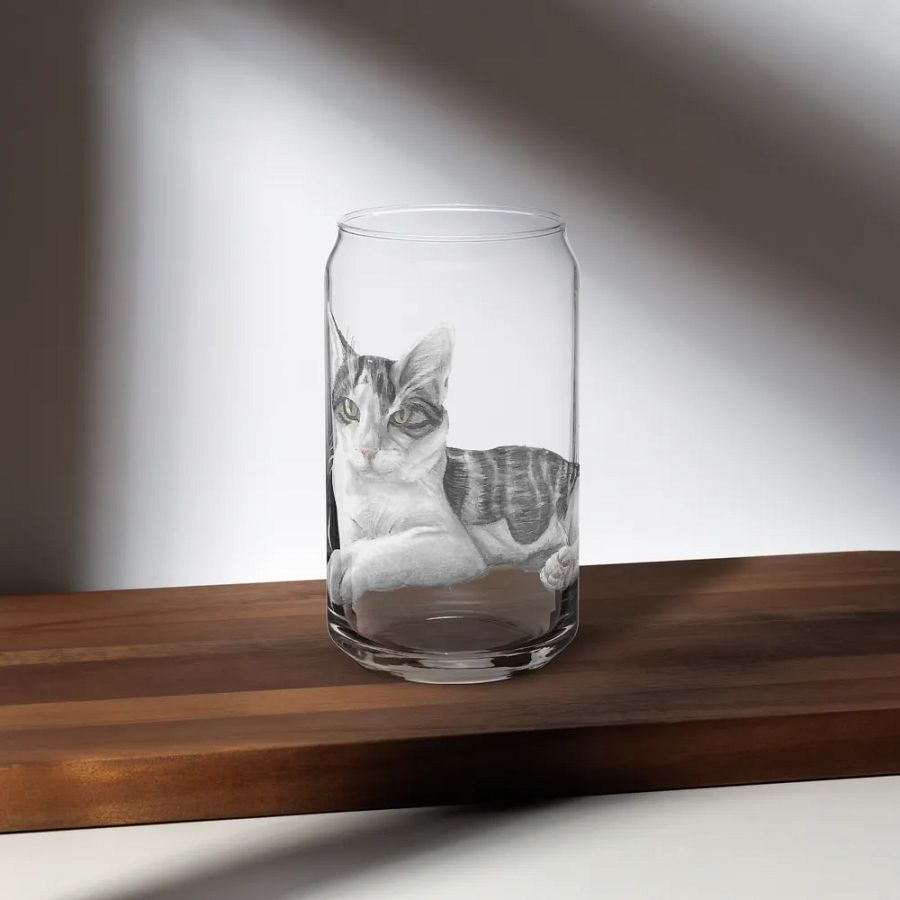 Cat Drawing Glass Can Cup product image (35)