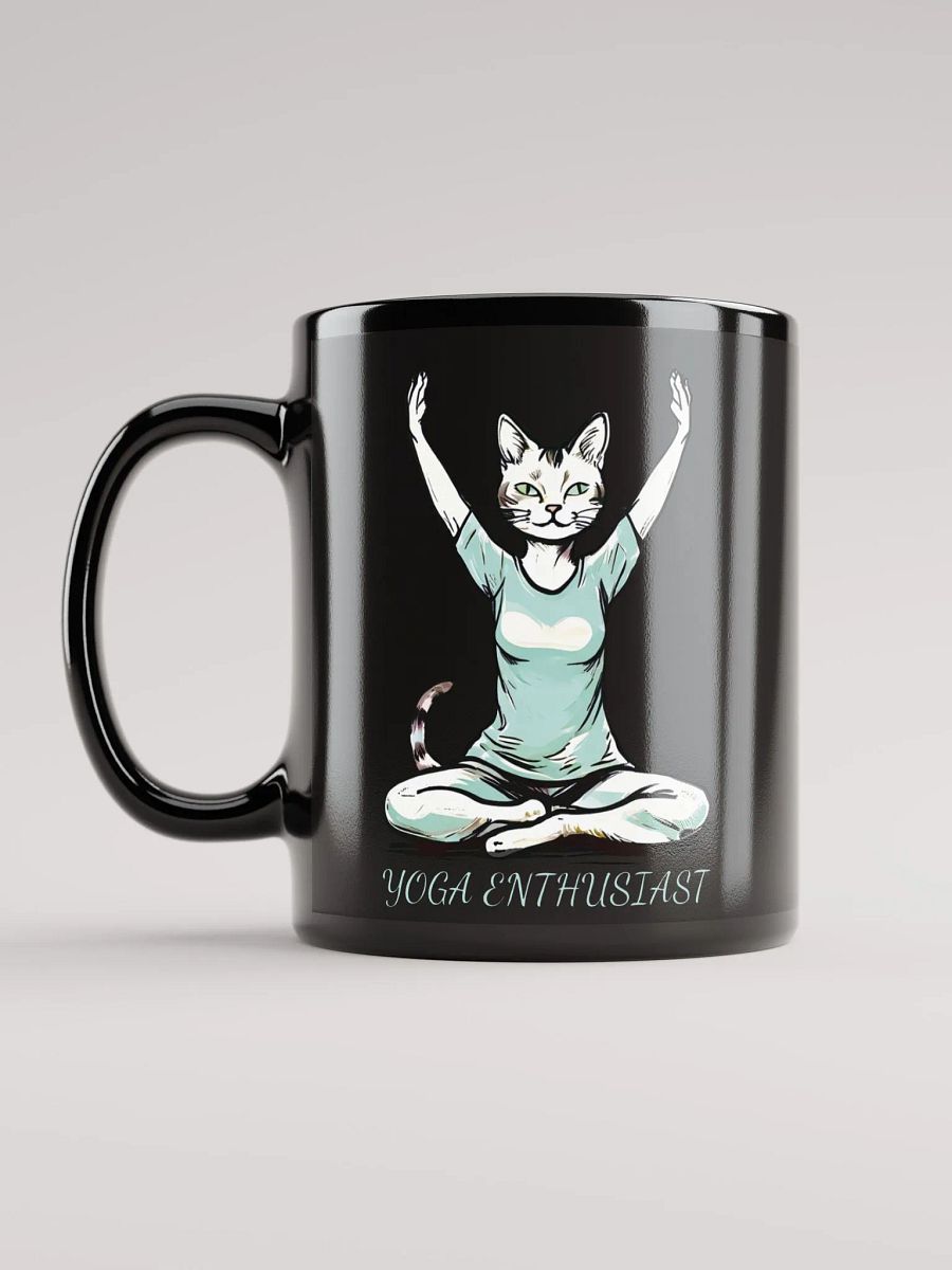 Funny Yoga Cat Black Glossy Mug for Yoga Enthusiasts - Cute Yoga Pose Cat Mug - Perfect Gift for Cat Lovers and Yoga Fans product image (6)