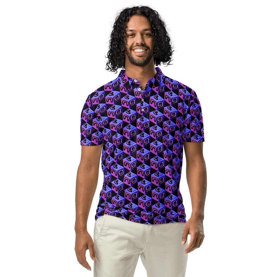 Next Generation Records All Over Print Mens Polo Shirt NGR Cube Logo product image (4)