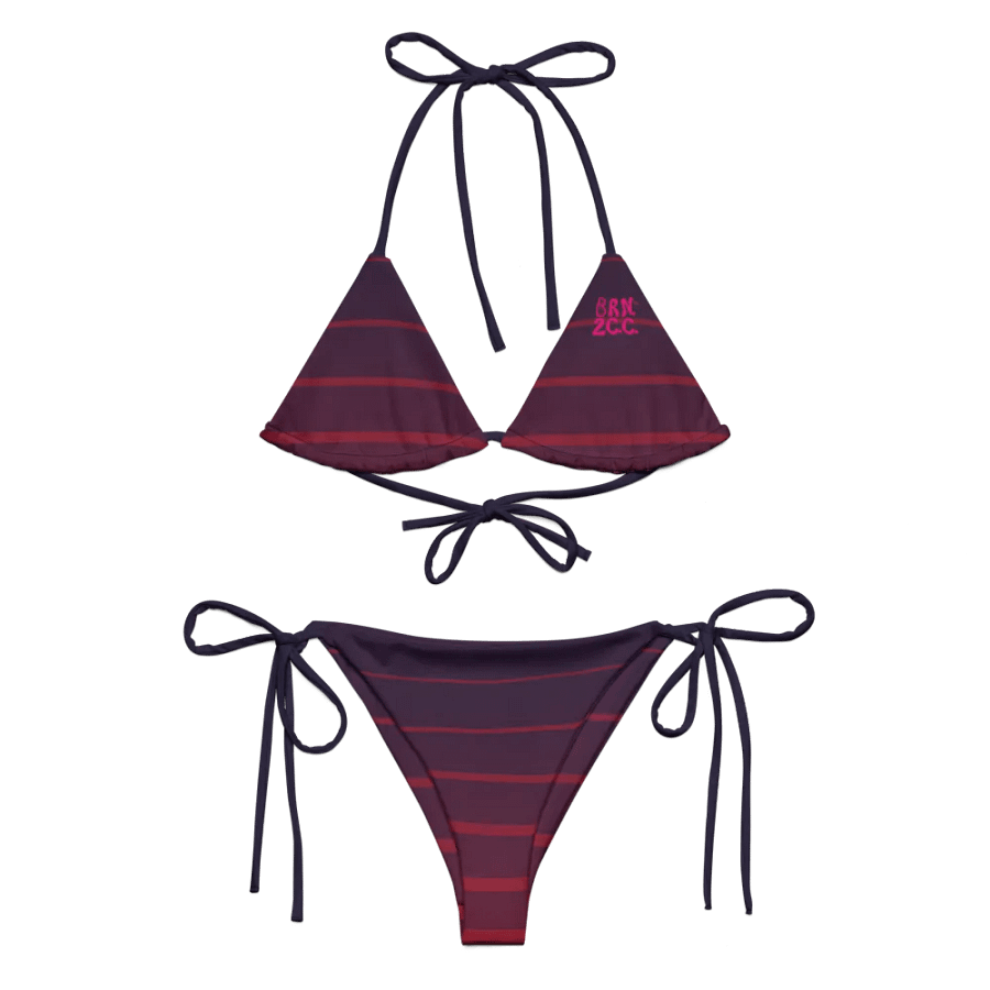 Purple Stripes String Bikini Set – BOURNE to Cape Cod™ | Pink Logos product image (1)