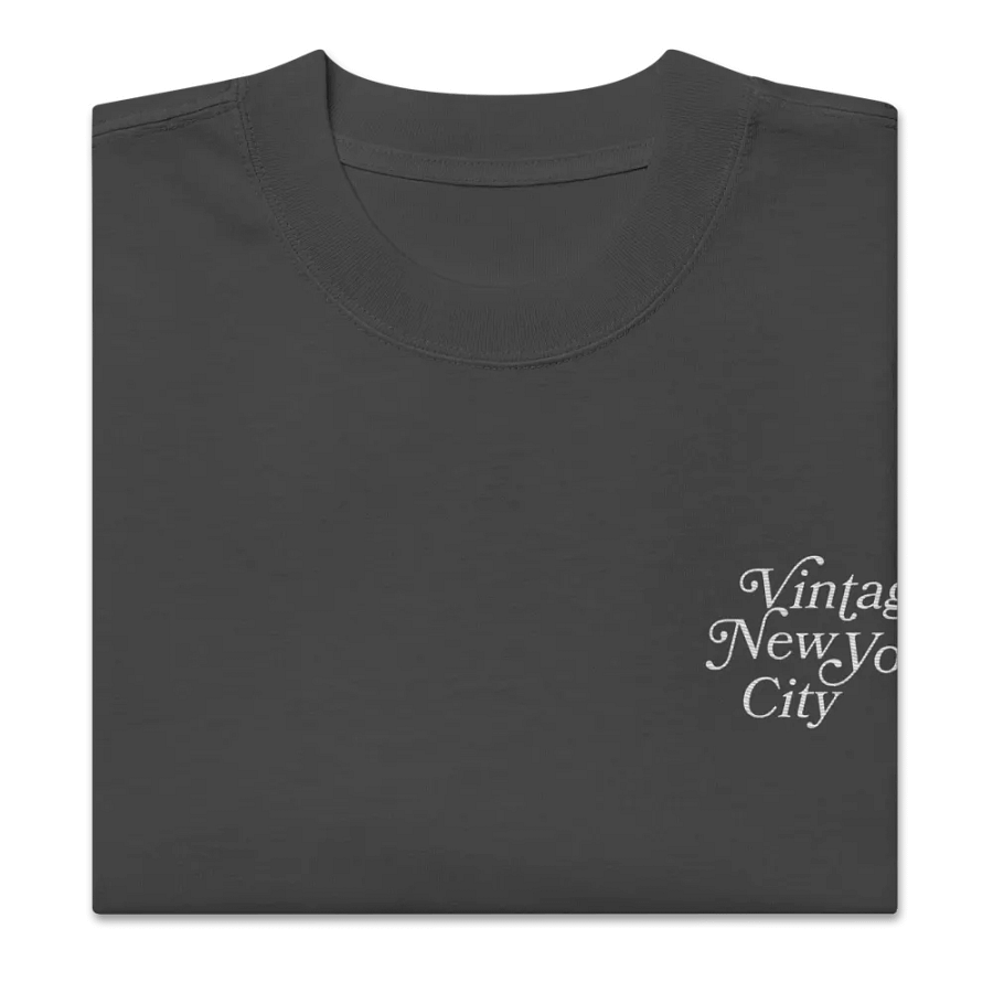 NYC Vintage - Embroidered Logo Garment Dyed Oversized Tee - Black product image (4)