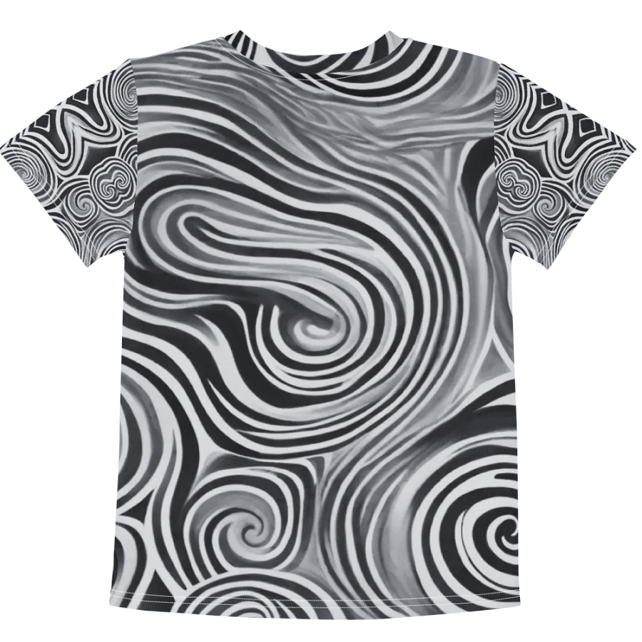 Funky Black and White Noir Liquid Tie-Dye Kid's and Toddler's Crew Neck T-shirt product image (10)