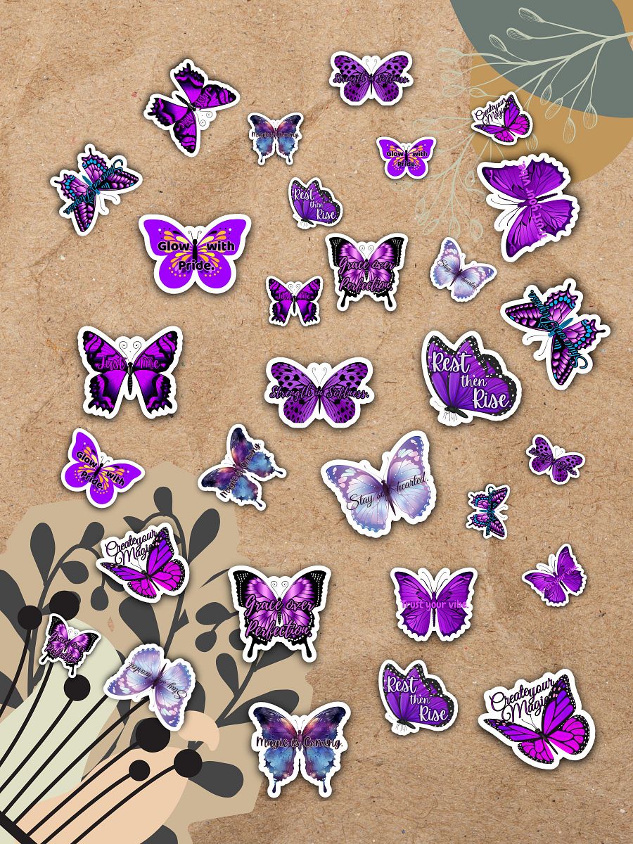 Just Me – Purple Butterfly Inspirational Quote Sticker product image (7)