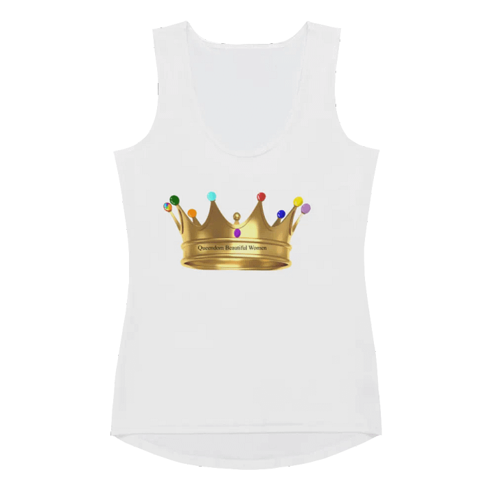 Queendom Beautiful Women -White Tank Top/Multi-Color Crown (TM) product image (1)