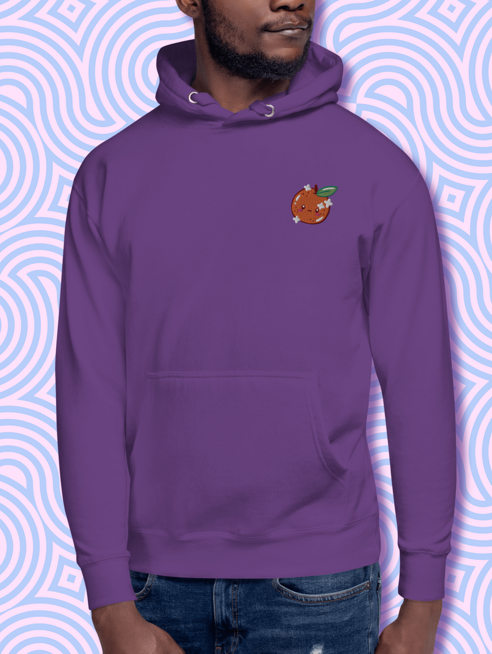 Whimsical Orange Face Unisex Hoodie product image (4)