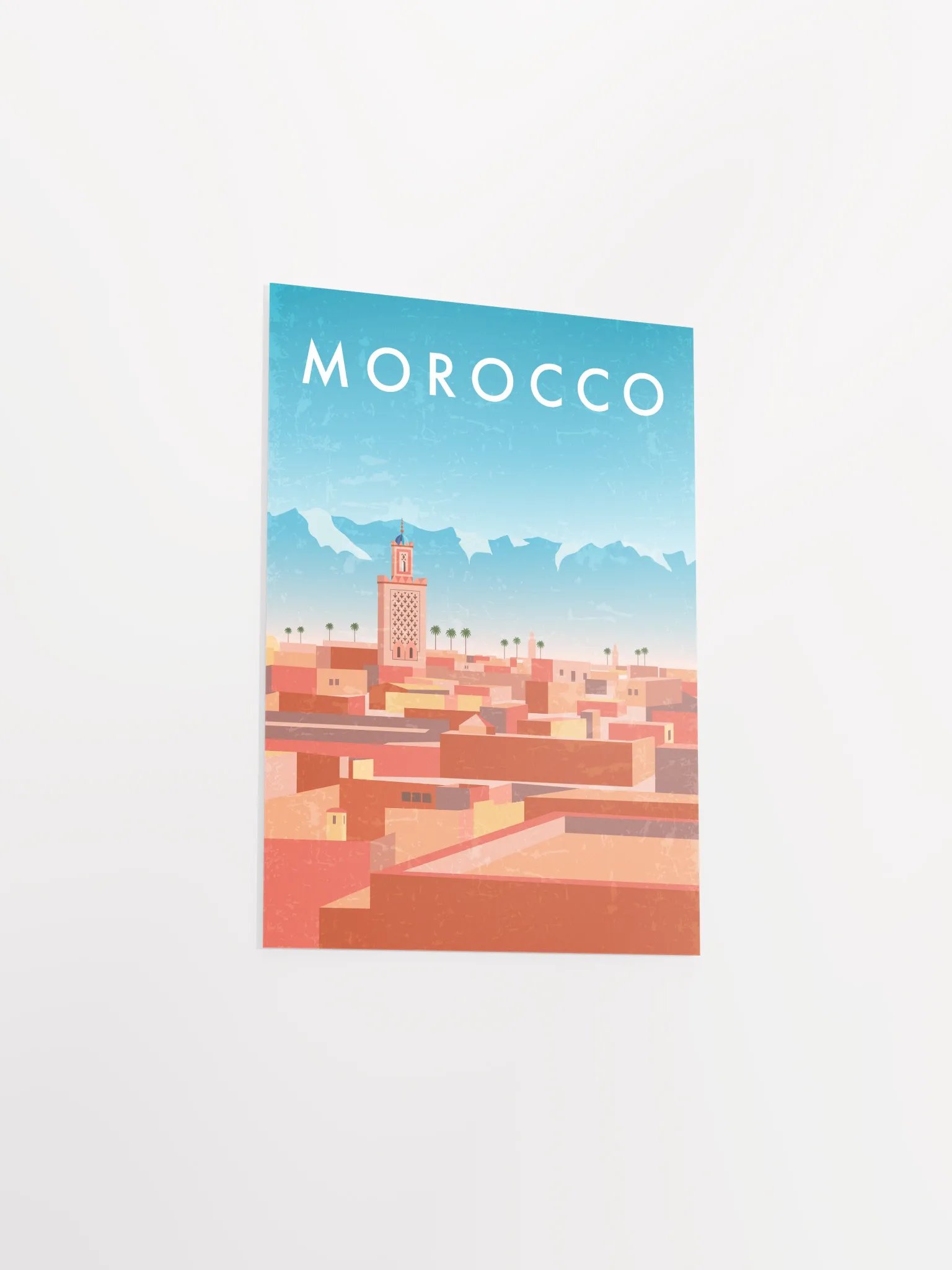 Morocco, Marrakesh — Retro travel minimalist poster, retro travel art, retro travel wall art, vector art product image (8)