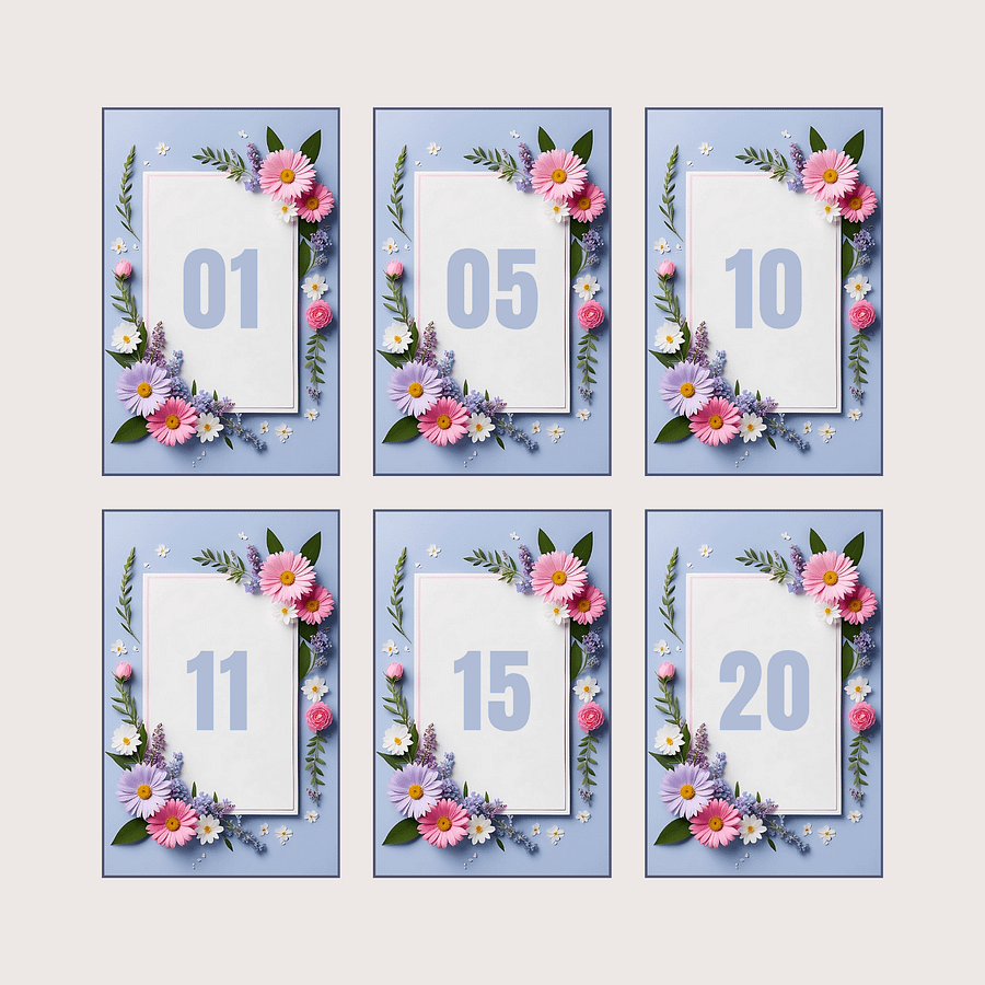 Floral Table Number Card - Dizynai (DTN-07) product image (2)