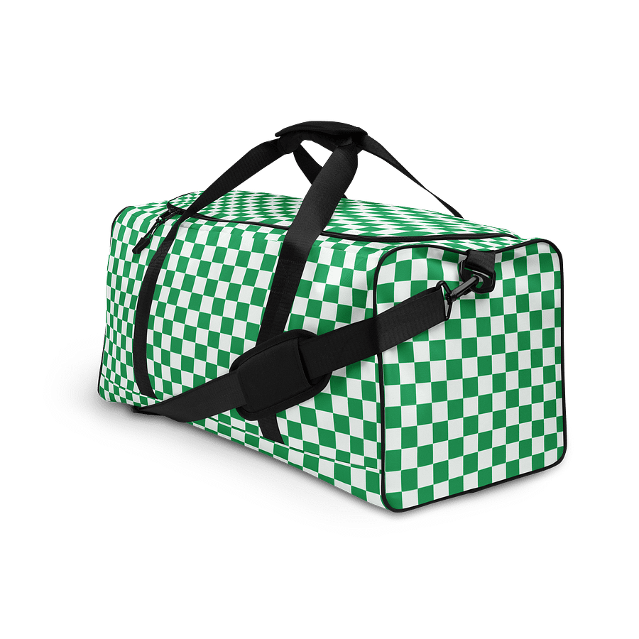 Checkered! Green and White Checkers Duffel Bag product image (3)