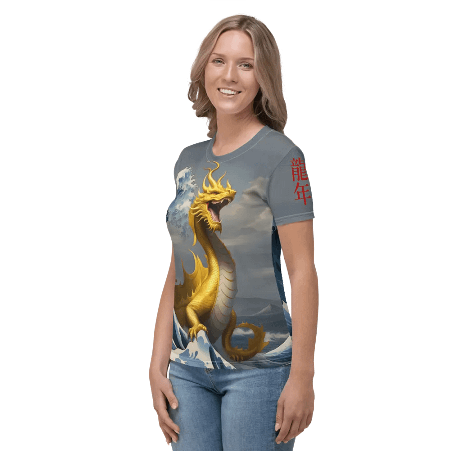 Dragon and the wave/ All-Over Print Women's Crew Neck T-Shirt by Sublicolor product image (7)