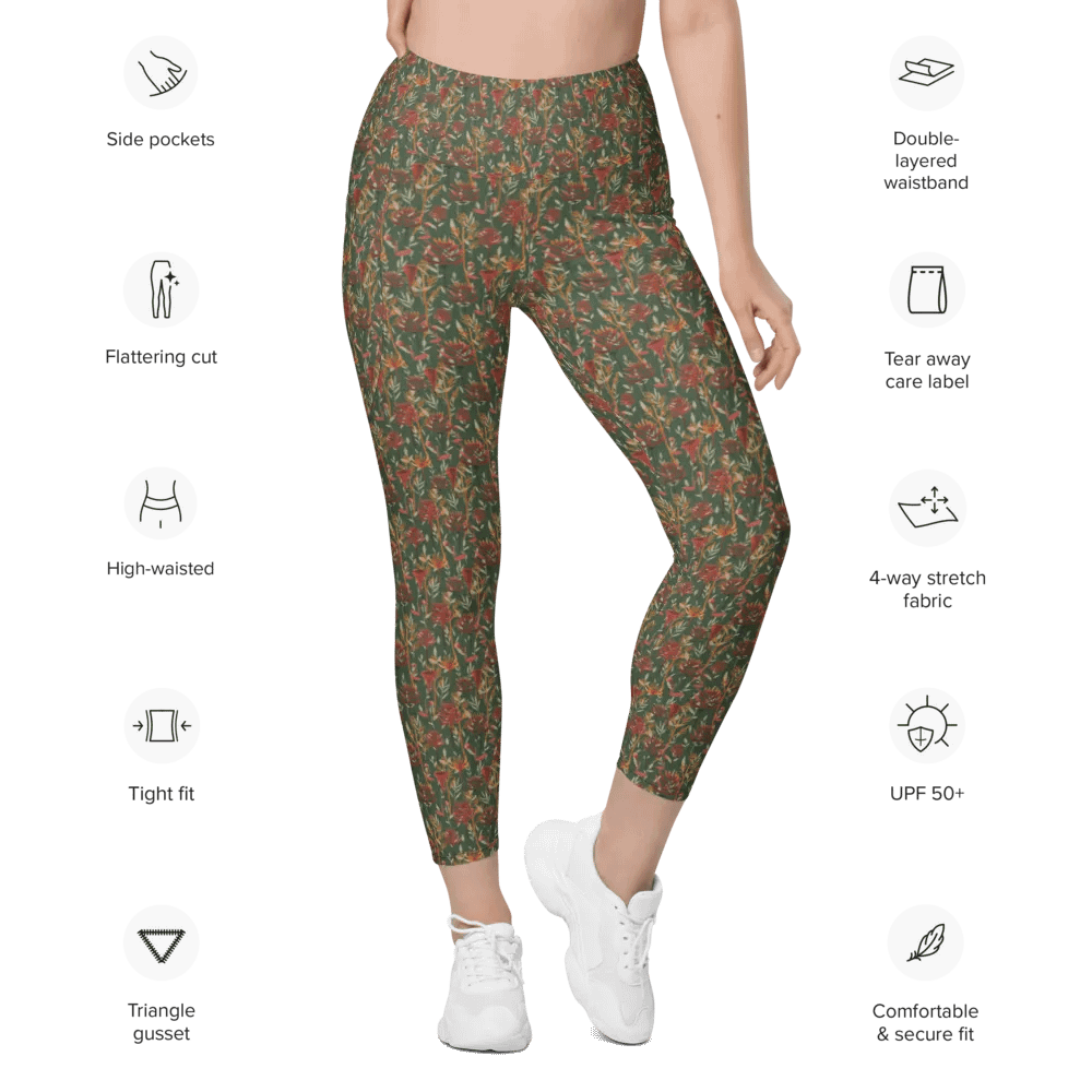 Brown All-Over Print Leggings with Pockets product image (10)
