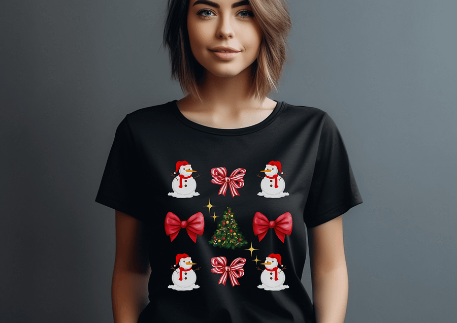 Festive Snowmen Christmas Trendy Coquette T-Shirt product image (21)