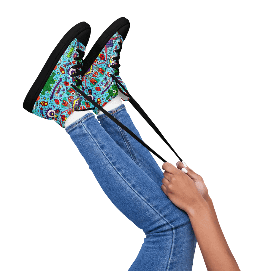 Abstract Doodle Characters Ladies High Top Canvas Shoes product image (3)