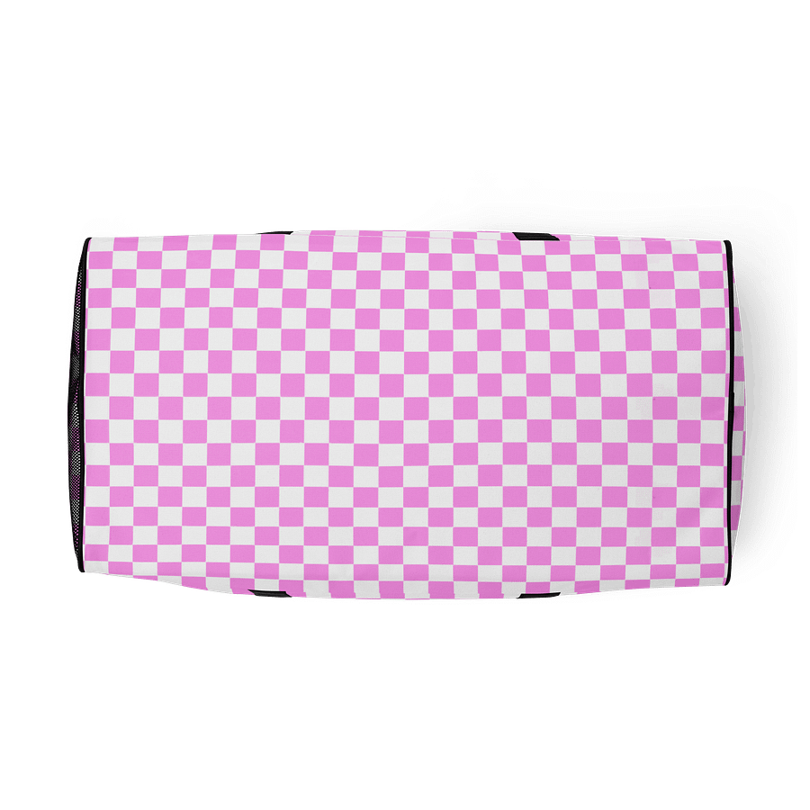 Checkered! Pastel Pink and White Checkers Duffel Bag product image (5)