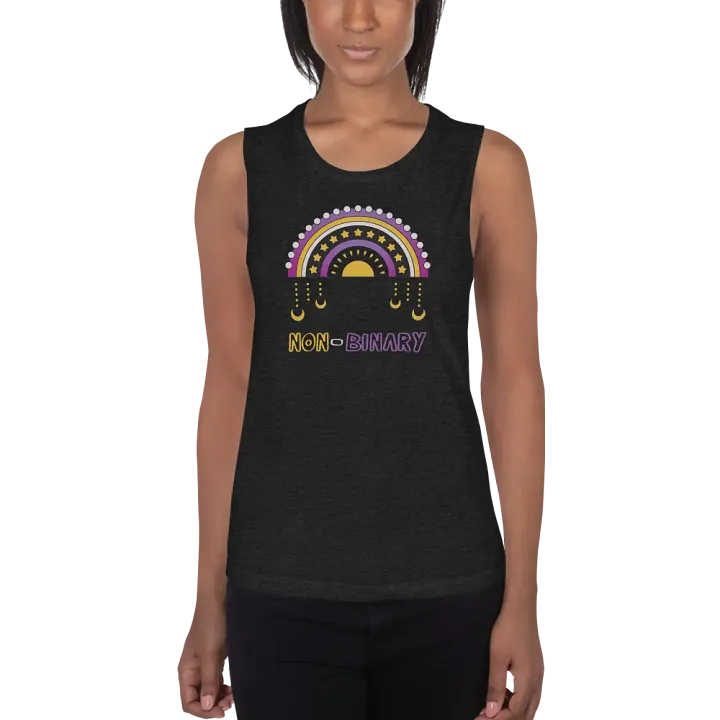 Non-Binary Rainbow Fitted Muscle Tank product image (1)