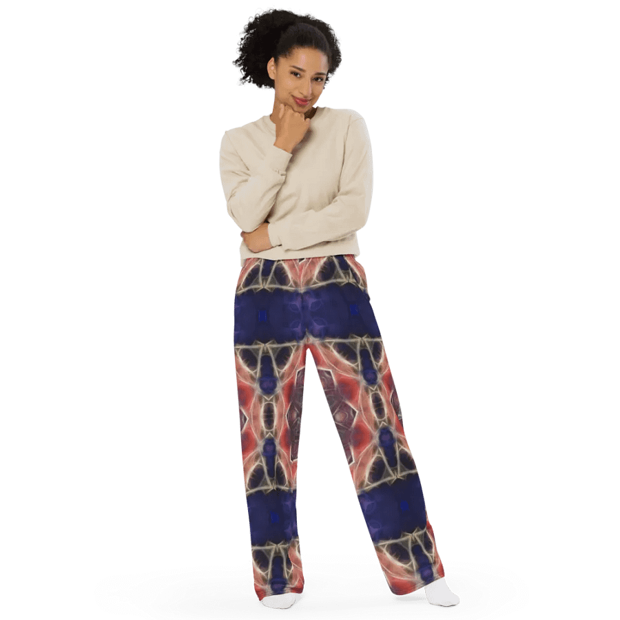 Peachy and Yellow Kaleidoscope Wideleg Pants product image (11)