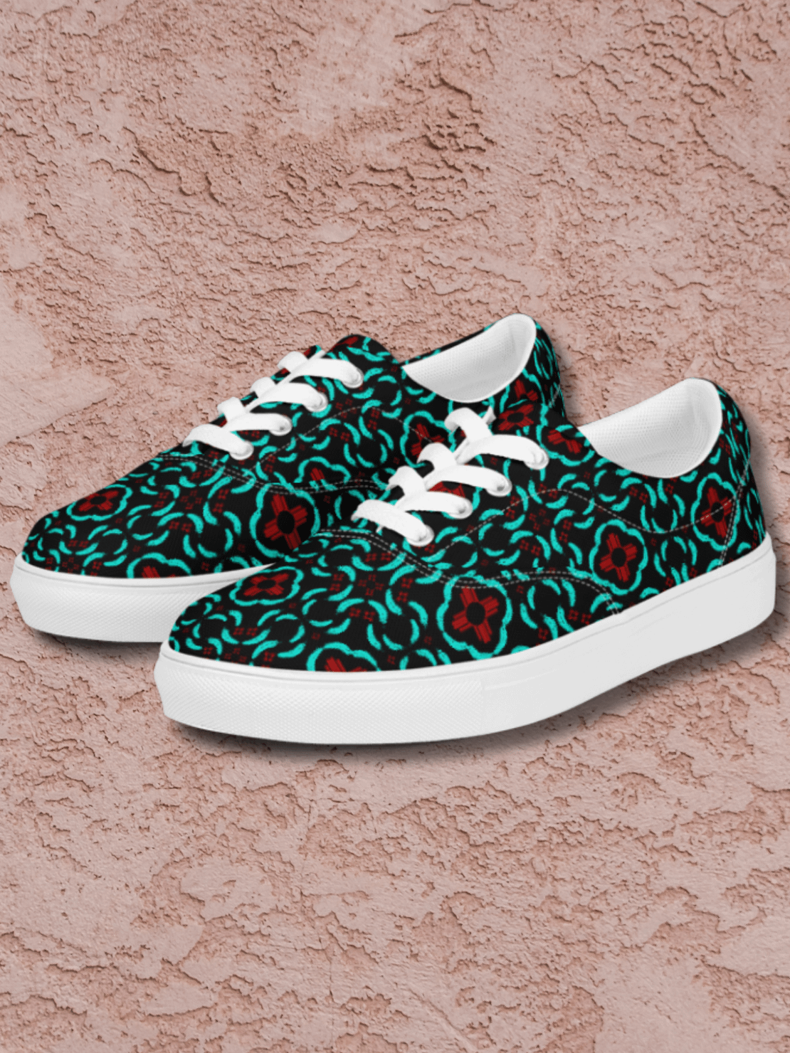 Slip-On Canvas Shoes with New Mexico Zia and Turquoise Feather Pattern product image (3)