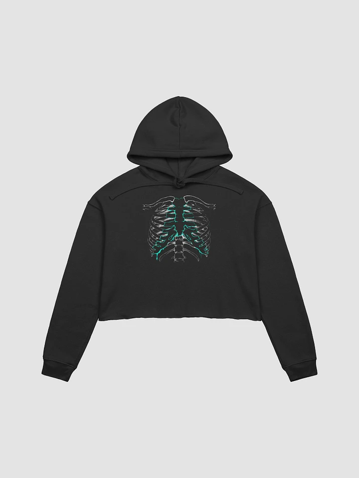 Cyan Rib Crop Hoodie- Black product image (1)