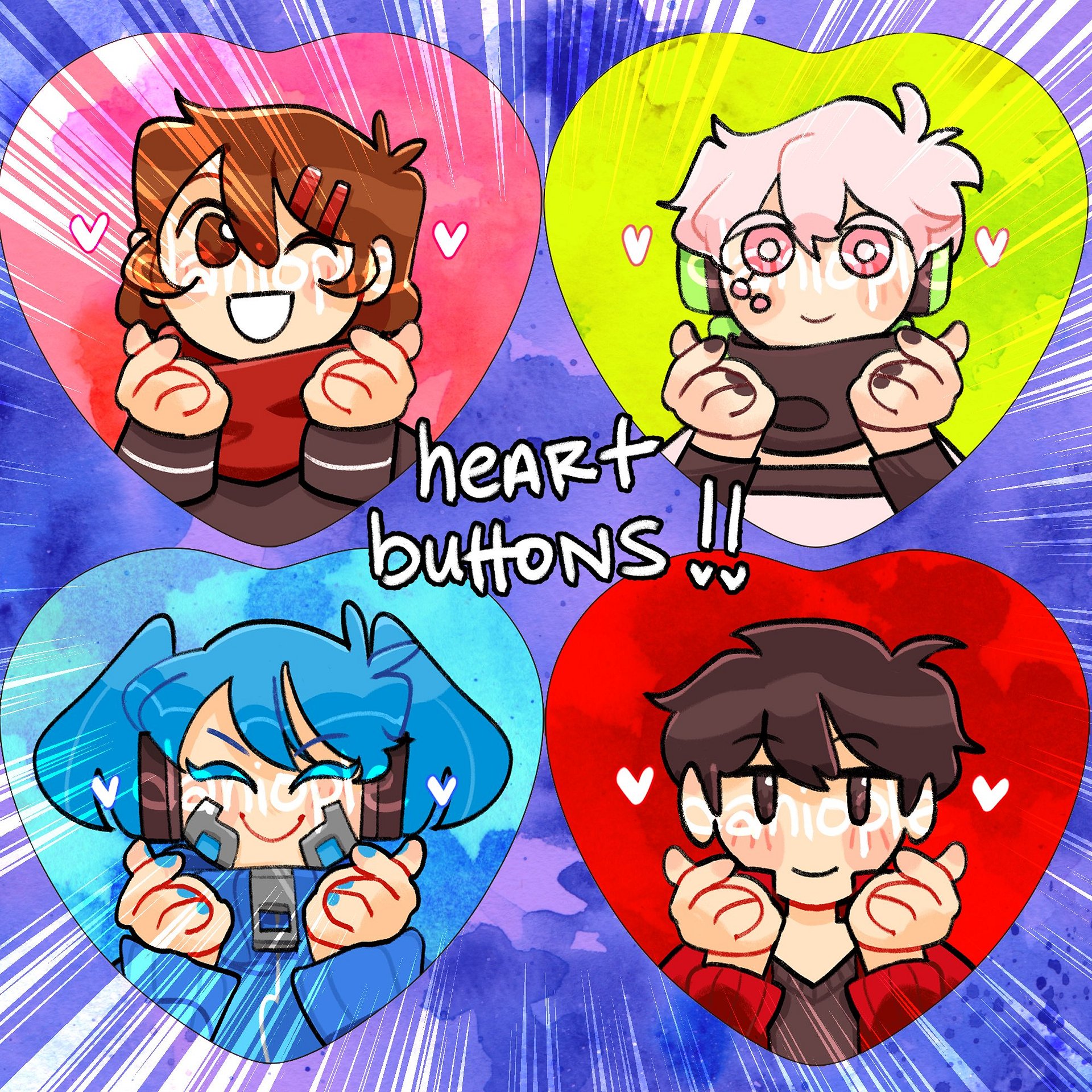 Kagerou Project - Heart Buttons (PRE-ORDER) product image (1)