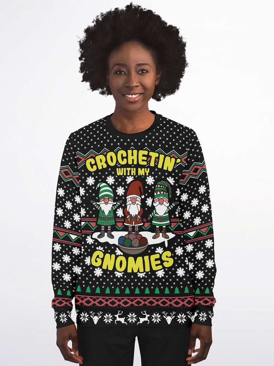 "Crochet with My Gnomies" Ugly Christmas Sweater | Knitting Crafter Holiday Sweatshirt | Crochet Gnome Winter Outfit product image (3)