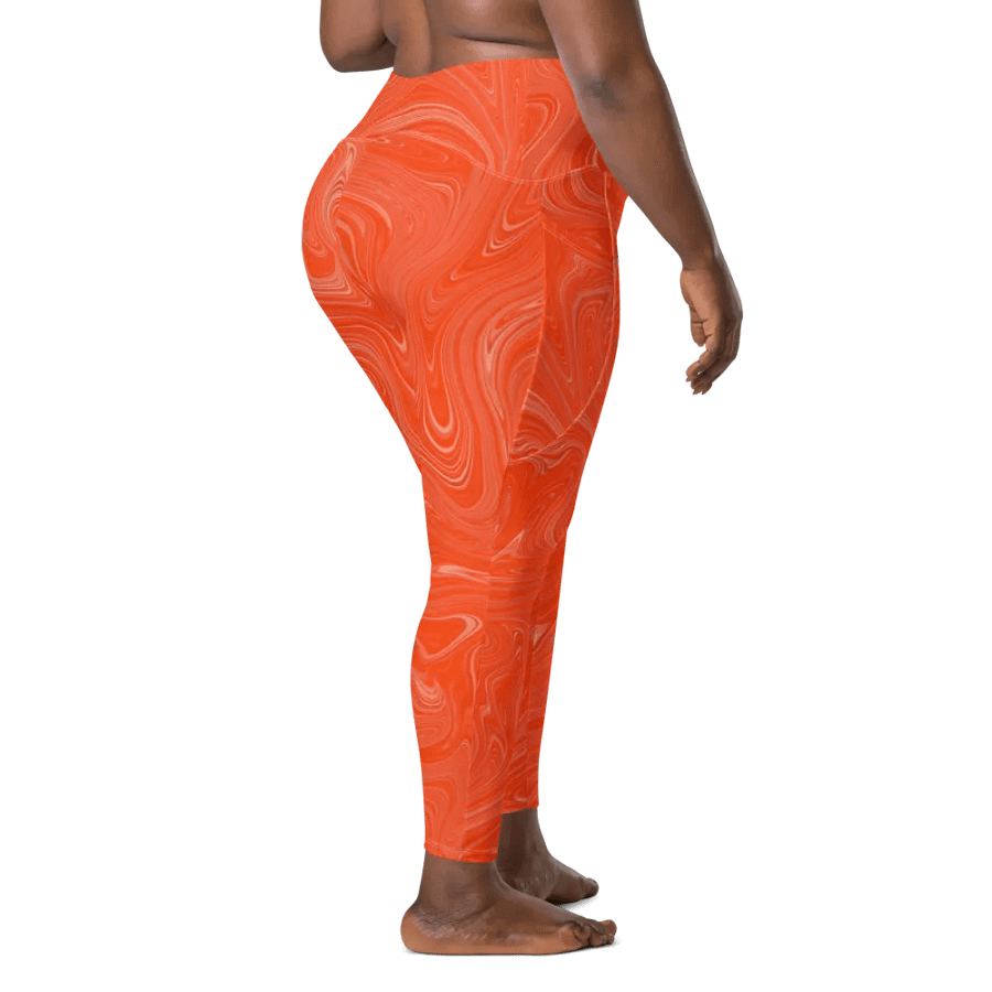 Leggings with Pockets - Orange Brown Fluid Swirls product image (10)