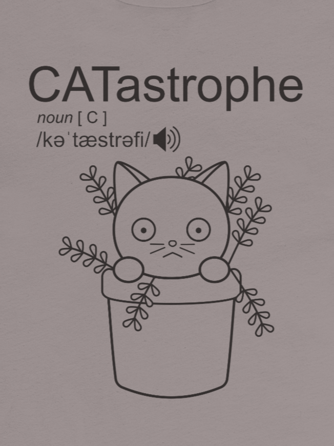 CATastrophe Unisex Long Sleeve Tee, Cat in Plant Pot product image (1)