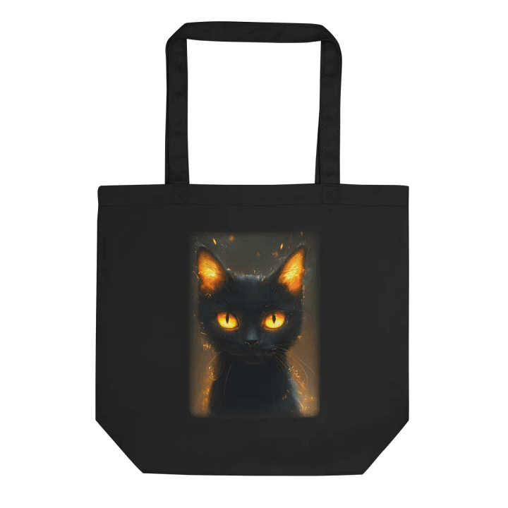 Eco-Friendly cotton Tote Bag. Cat with fire in its eyes product image (1)